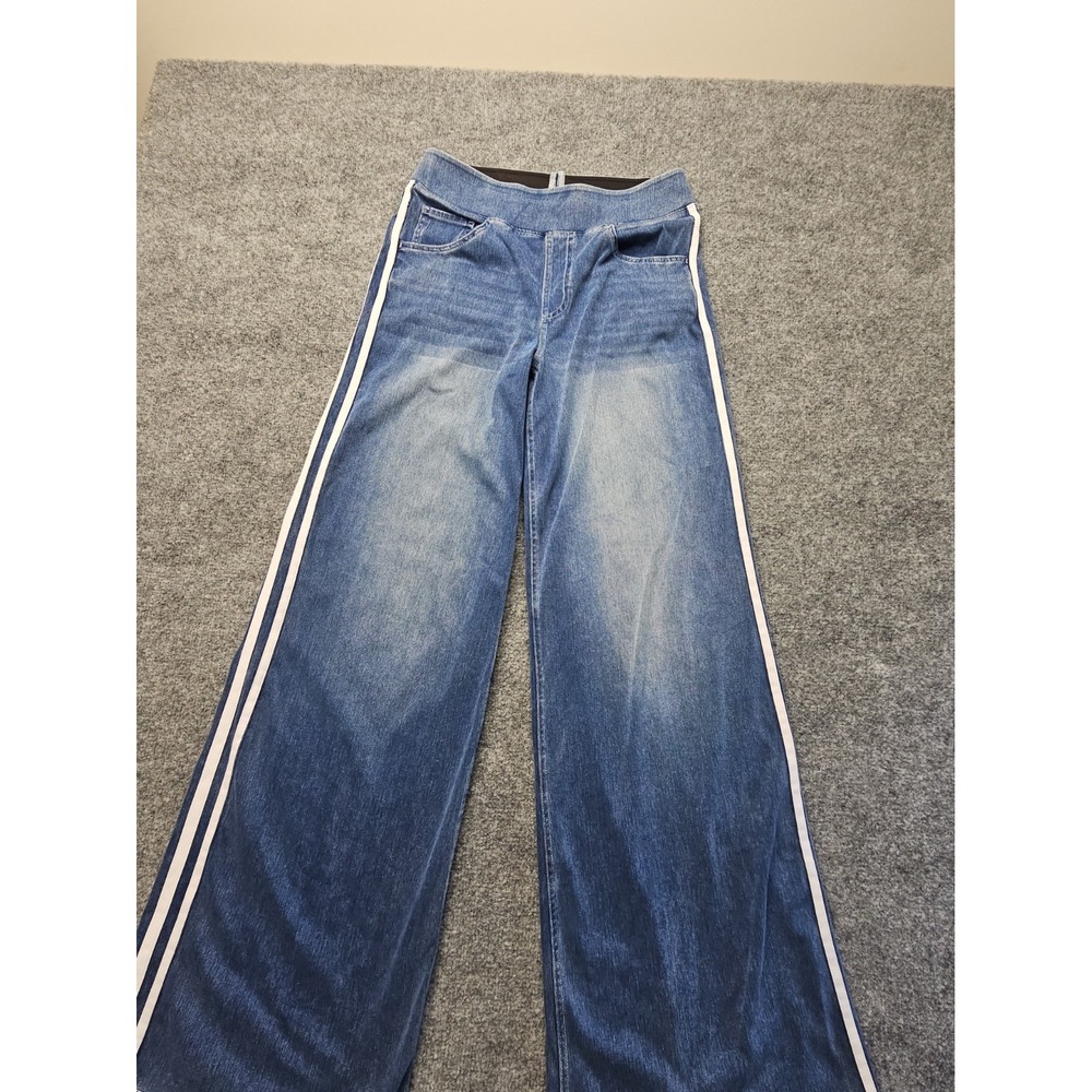 Halara Wide Leg Jeans Womens "Medium Tall" Blue High Rise Pull On Stretch